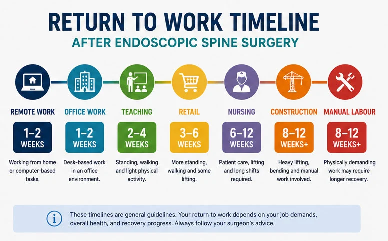Return to Work Timeline Infographic after endoscopic surgery Return-to-Work Timeline Infographic after endoscopic surgery