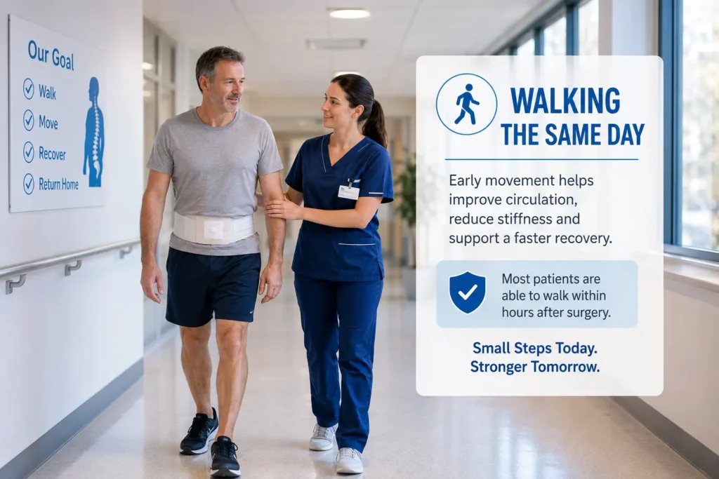 walking-the-same-day-after endoscopic spine surgery