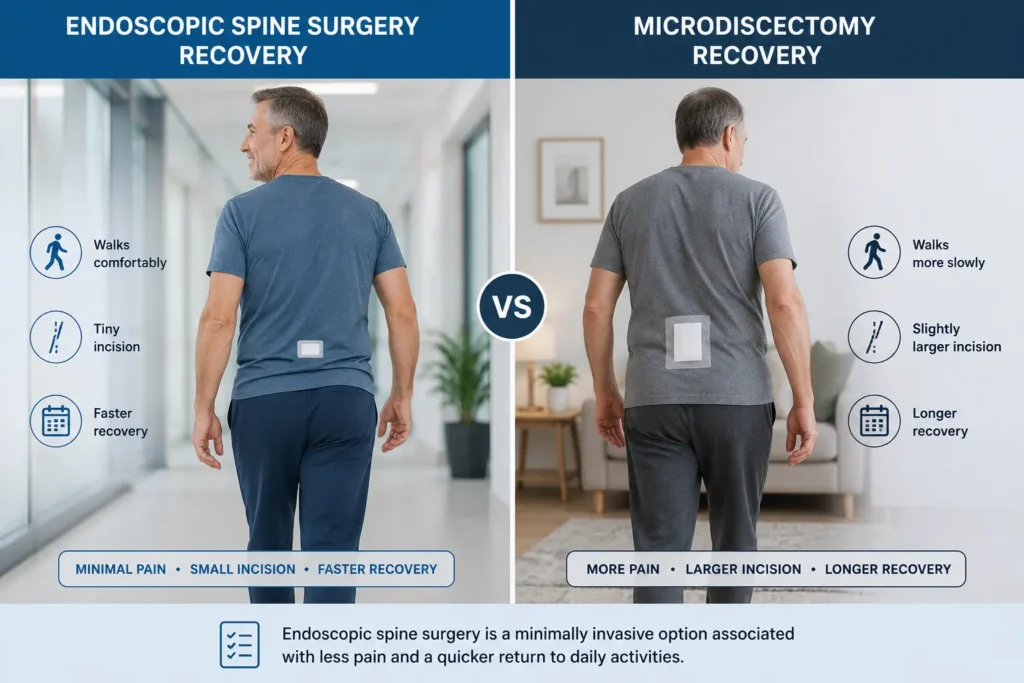 Comparison of recovery after endoscopic spine surgery and microdiscectomy Comparison of recovery after endoscopic spine surgery and microdiscectomy