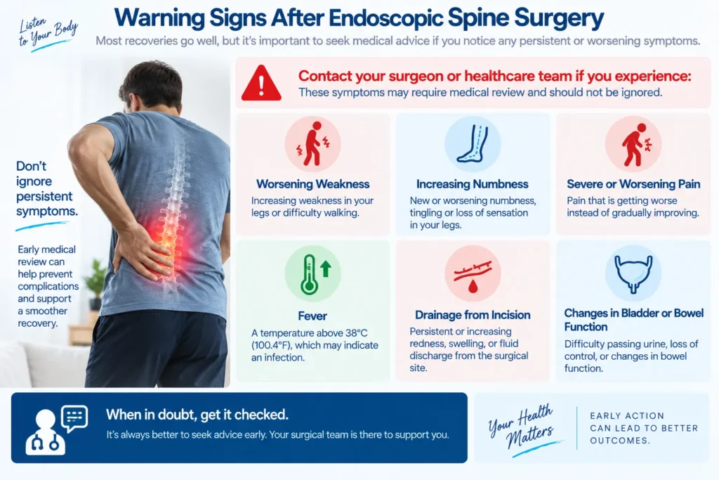Warning signs that require medical review after endoscopic spine surgery Warning signs that require medical review after endoscopic spine surgery